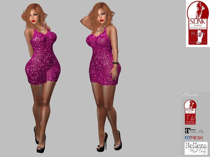 Outfit Sarah Mesh Dress - Magenta