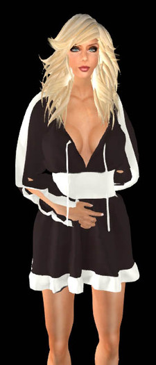 V & H White & black Sexy Tunic top liquid satin
