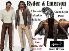 [ASHBURY] Ryder Leather Jacket-Worn Brown Snakeskin