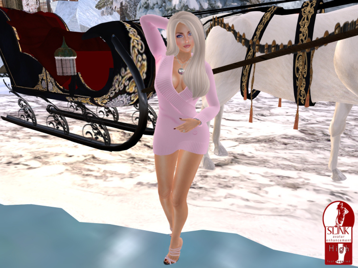 Para's Busty V-neck Sweater Dress & Mules - Powder Pink