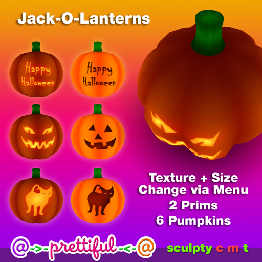 @~>~ PrettiFuL ~<~@ Halloween Jack-O-Lantern [ 6 Pumpkins with Texture Change ]