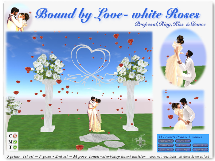 Bound by love white Roses elegance set -35 Poses MT