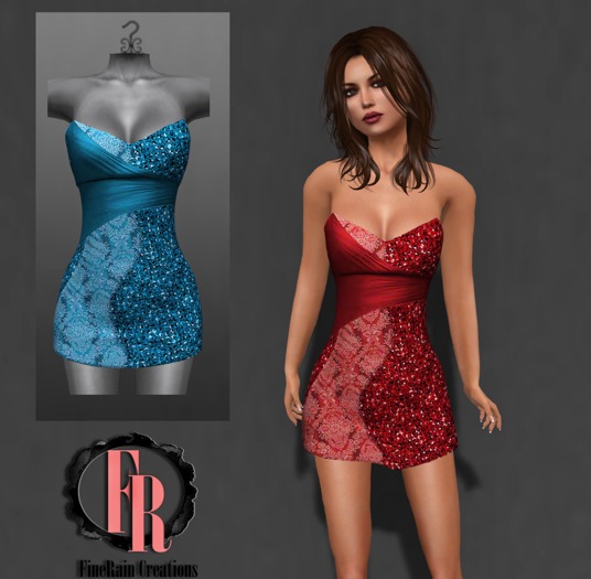 :: FineRain creations.::Amber Mini Dress Blue