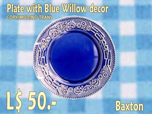 Plate with Blue Willow decor