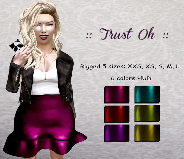 :: Trust Oh :: Rigged Mesh  Alex Skirt - 6 Color HUD