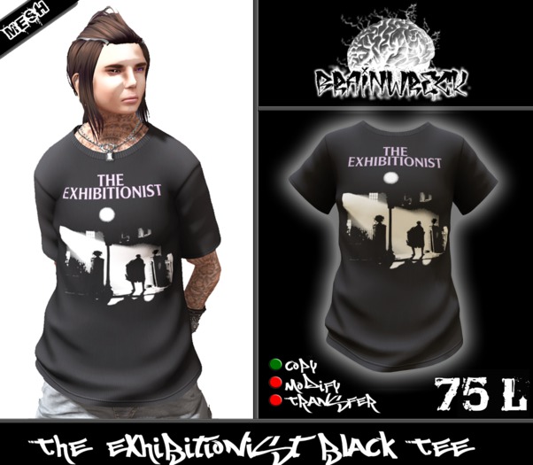 .::Brain Wreck::.   The Exhibitionist Black Tee