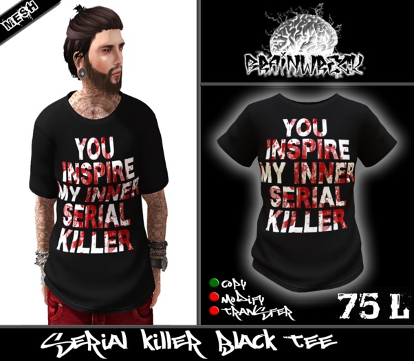.::Brain Wreck::.  Serial Killer Black Tee