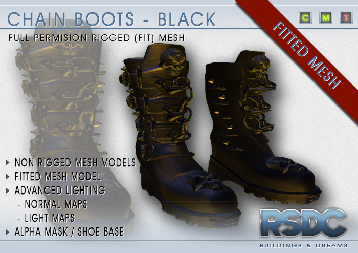 RSDC COUTURE - SKULL BOOTS - BLACK