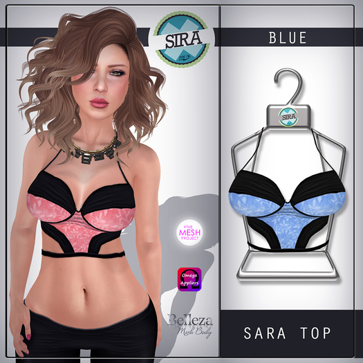 SIRA - [Mesh Body] Sara Top - Blue