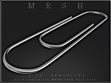 Second Life Marketplace - T-3D Creations [Paper Clip] Micro MESH - Full ...