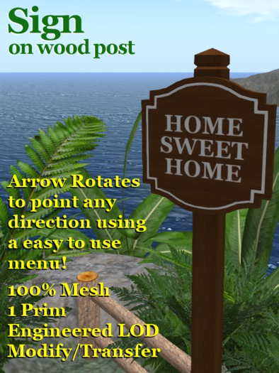 "Home Sweet Home" Sign on Post, Attractive 3D Mesh Sign