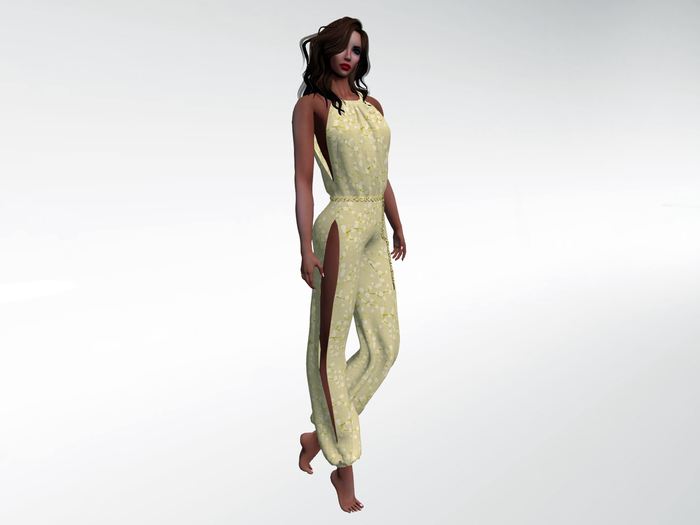 Jumpsuit for lady with side slits - Beige