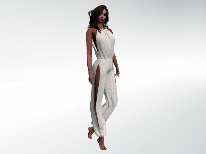 * Jumpsuit for lady with side slits - White