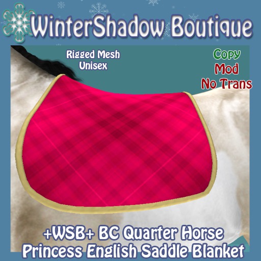 +WSB+ BC QH Princess English Saddle Blanket (boxed)