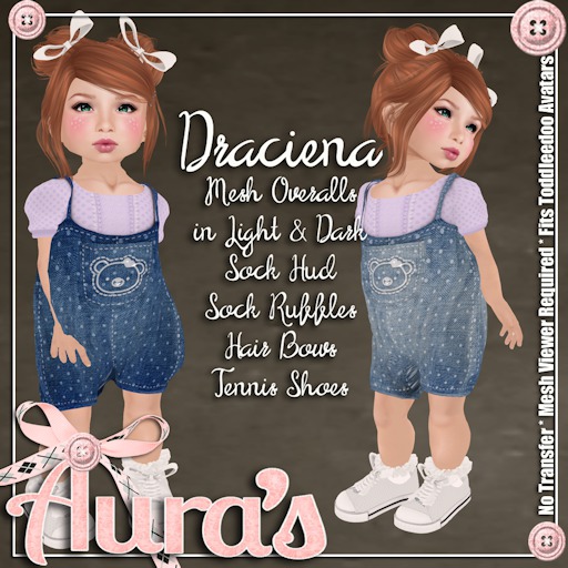 {Aura's} Draciena Overalls {Violet} for Toddleedoo Avatars