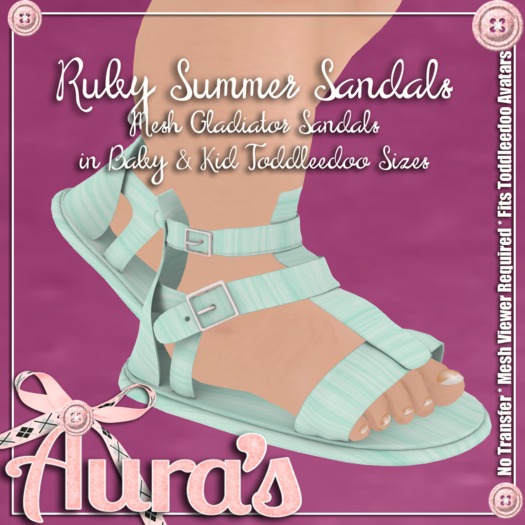 {Aura's} Ruby Sandals {Teal} for Toddleedoo Avatars