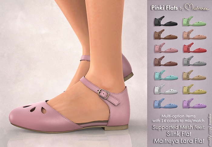Mutresse . Pinki Flats - 14 Colors for Slink/Maitreya/Belleza
