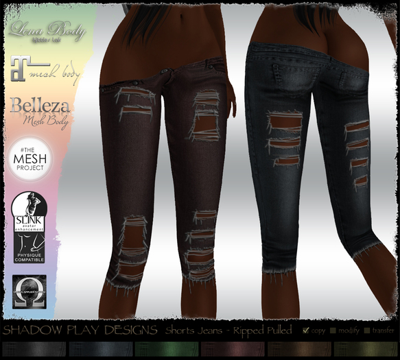 Unbuttoned Shorts Jeans - FatPack - Ripped Pulled 