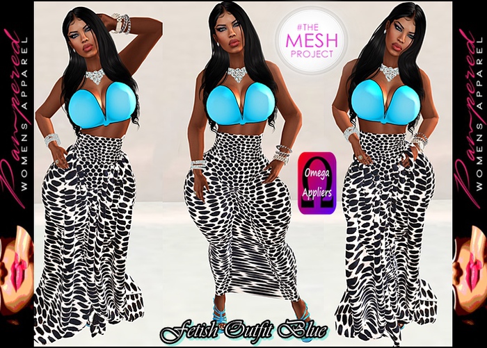 Fetish outfit Blue  Appliers Included