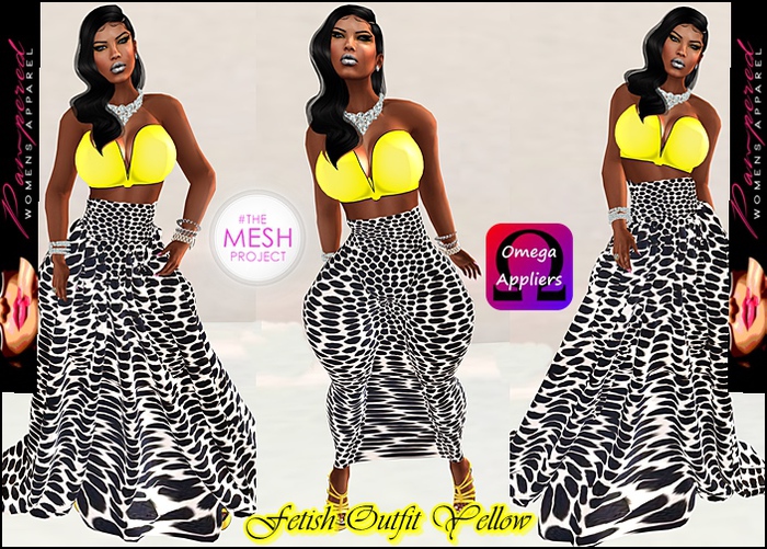 Fetish outfit yellow Appliers Included