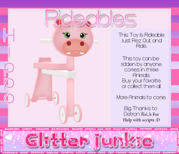 Glitter Junkie - Rideable Hippo *BOXED*