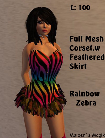 Full Mesh (Rainbow Corset w Feathered Skirt)