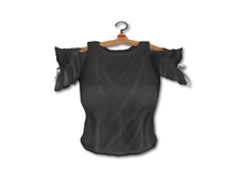 {amiable}Mesh Shoulder Frilled Bow Top_Black/White