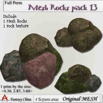 Second Life Marketplace - Fantasy China Mesh Mesh Rocks pack 13 FULL ...