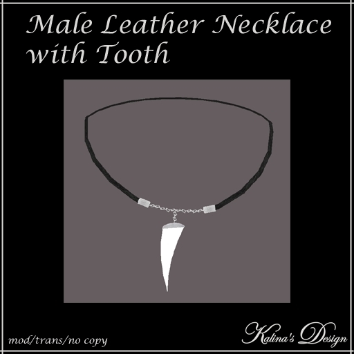 Male Leather Necklace with Tooth