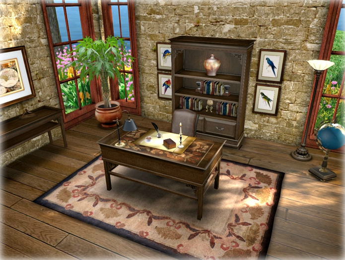 COPY Distressed Marquetry Corbel Office Set MESH