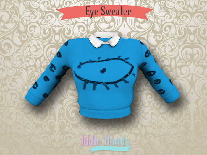 Iddle Hands - Eye Sweater with Collar - Blue