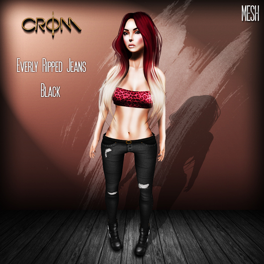 -CroM- Everly Ripped Jeans - Black