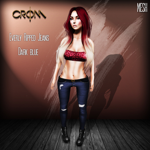 -CroM- Everly Ripped Jeans - Dark Blue