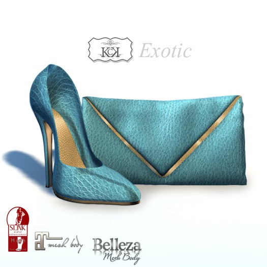 :::KC::: Exotic Heels & Clutch Blue