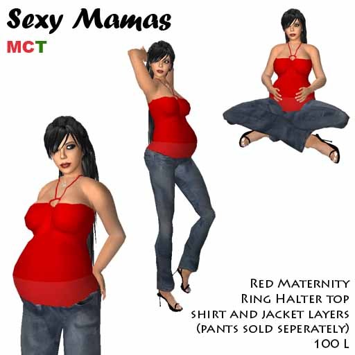 *Sexy Mamas* Red Ring Maternity Halter Top