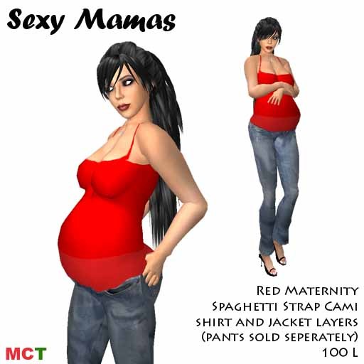 *Sexy Mamas* Red Maternity Spaghetti Strap Cami