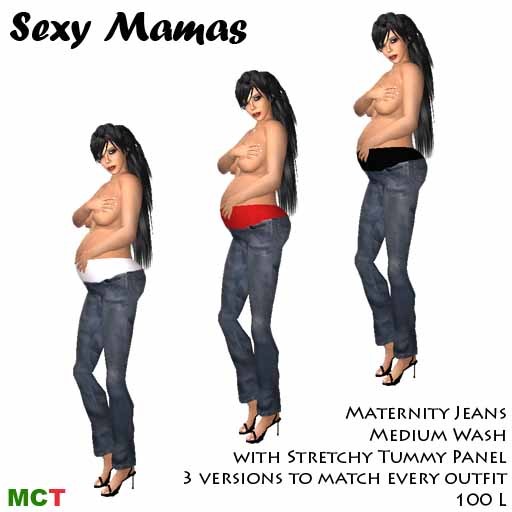 *Sexy Mamas* Maternity Jeans with Tummy Panel - Light Wash