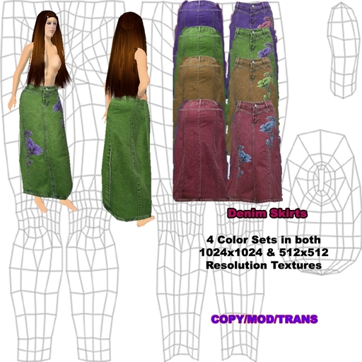 Full Perm Denim Skirts