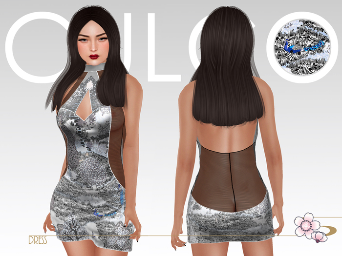 -Culco- Sheer lace halter dress - Silver Garden