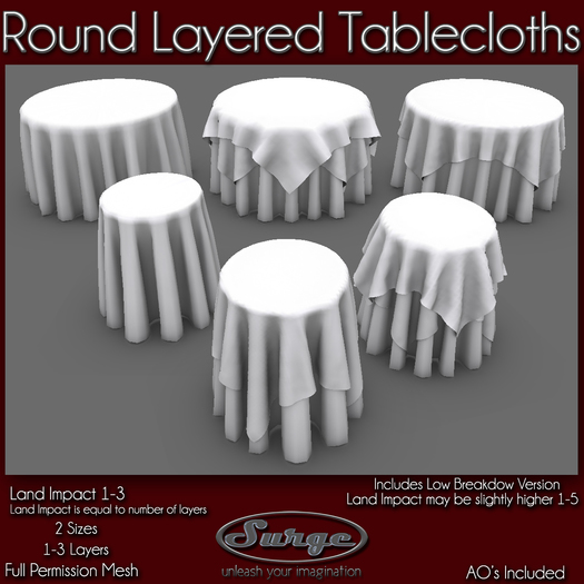 Second Life Marketplace - Round Layered Tablecloths - Low Impact - Full ...