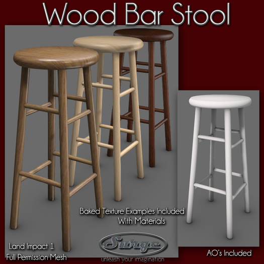 Wood Bar Stools - Low Impact - Full Perm Mesh