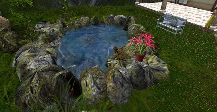 Frog fountain pool