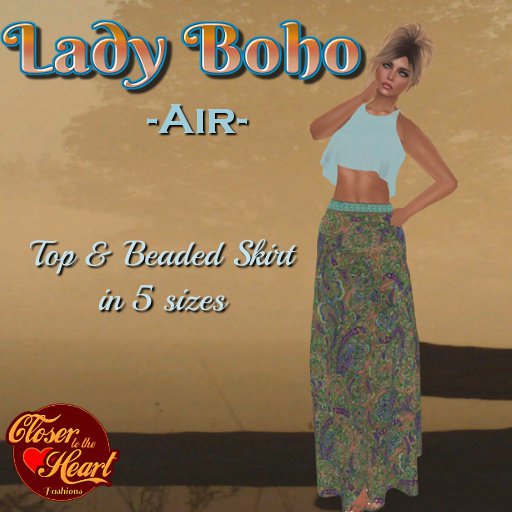 Lady Boho Skirt Set- Water ***