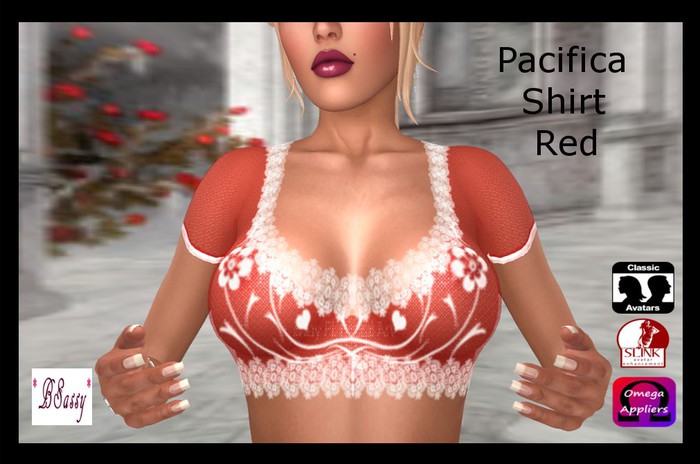 *BSASSY*  LACE DESIGN TANK RED