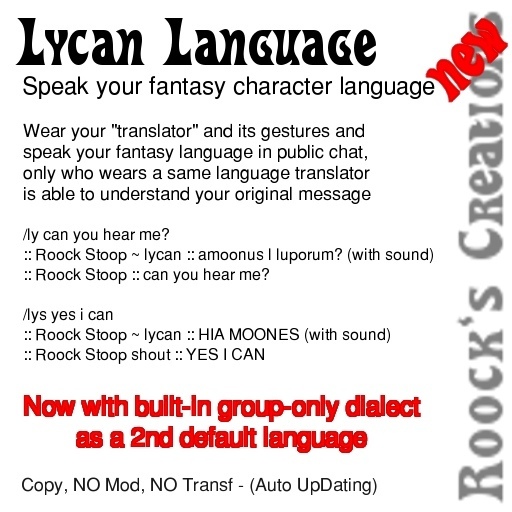 Translator 3.0 Lycan Language (Sound) PLUS (With group-only Babbler)