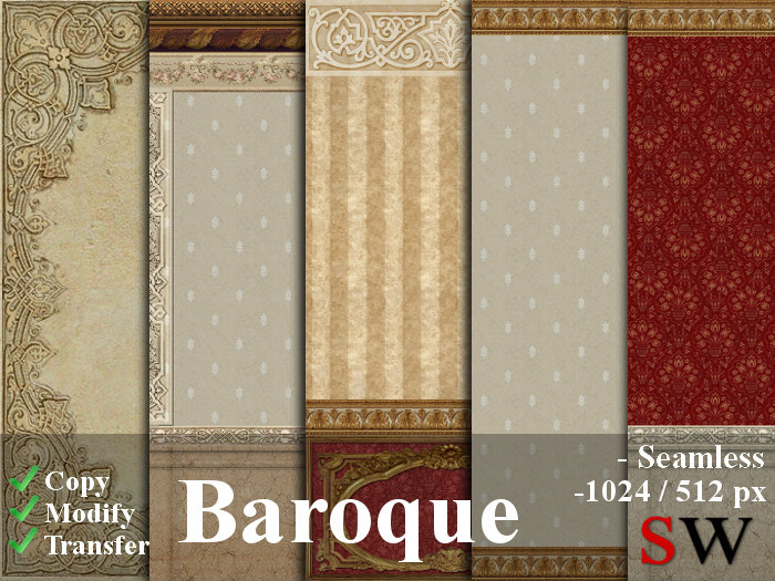 -SW- Seamless Baroque Texture Pack -1024/512-