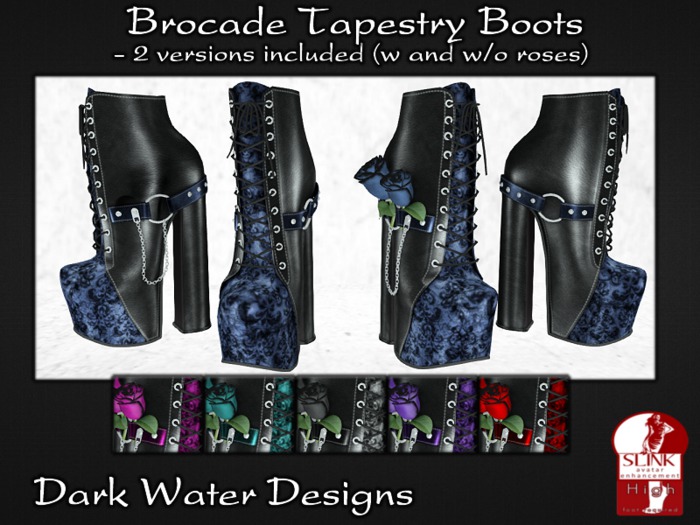 DWD Brocade Tapestry Boots - Black (boxed)