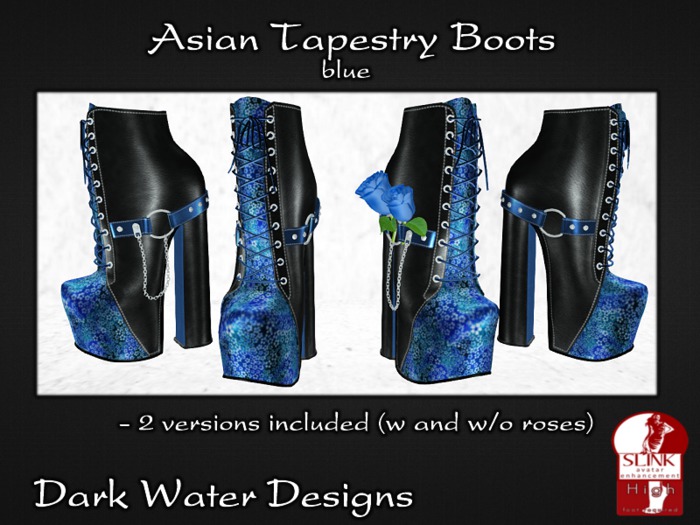DWD Asian Tapestry Boots - Blue (boxed)