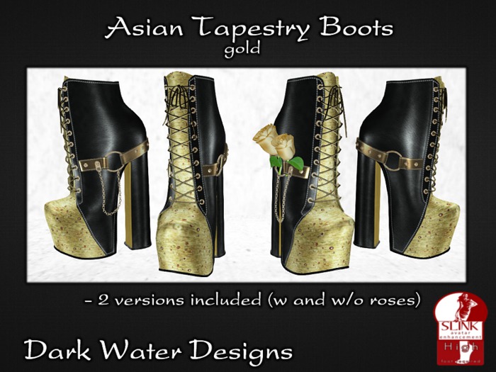 DWD Asian Tapestry Boots - Gold (boxed)