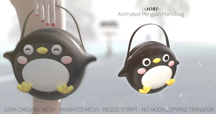 Aori - Animated Penguin Handbag (Black)